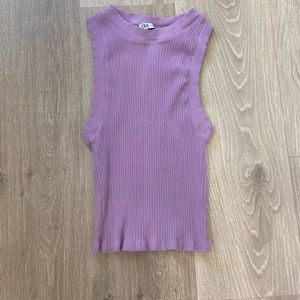 Zara purple ribbed tank